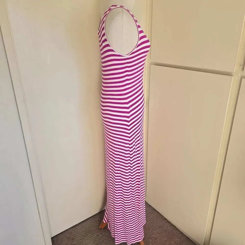 Calvin Klein Pink/White Stripe Full Length Tank  Long Maxi Dress, NWT, Sz. 4 - Picture 4 of 12